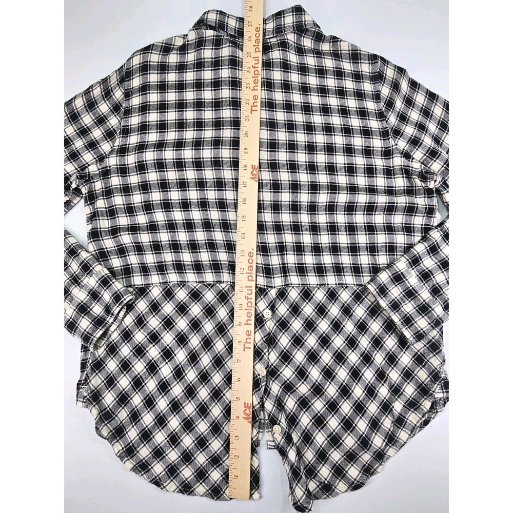 Lucky Brand Buffalo Plaid black Button Up long sleeve split tail Medium Bungalow - Picture 11 of 11